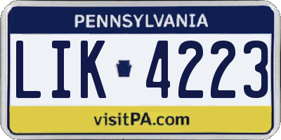 PA license plate LIK4223