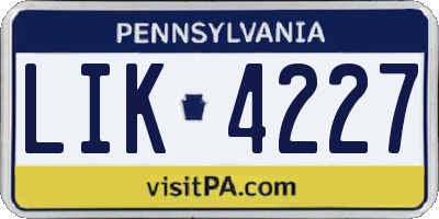 PA license plate LIK4227
