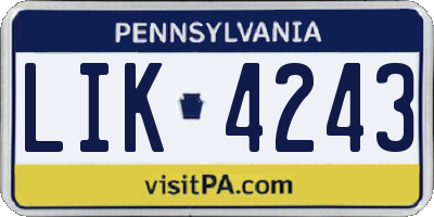 PA license plate LIK4243