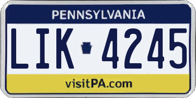 PA license plate LIK4245