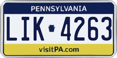 PA license plate LIK4263