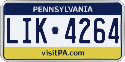 PA license plate LIK4264