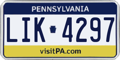 PA license plate LIK4297