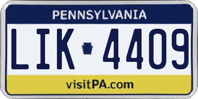 PA license plate LIK4409