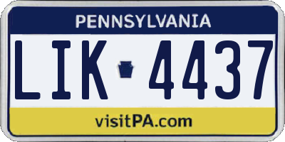 PA license plate LIK4437