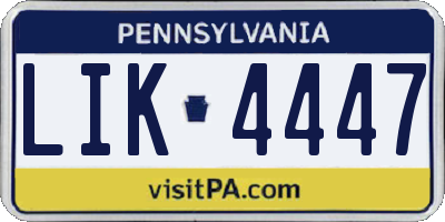 PA license plate LIK4447