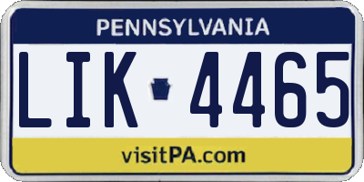 PA license plate LIK4465
