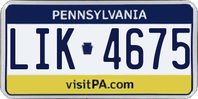 PA license plate LIK4675