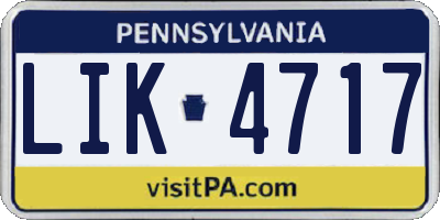 PA license plate LIK4717