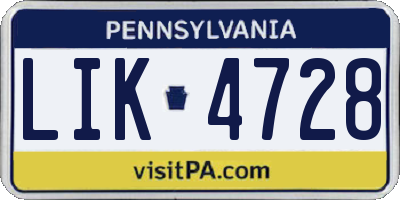 PA license plate LIK4728