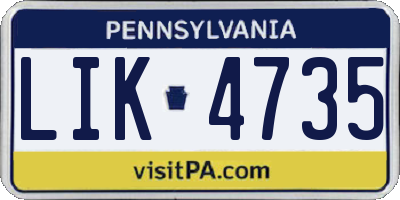 PA license plate LIK4735