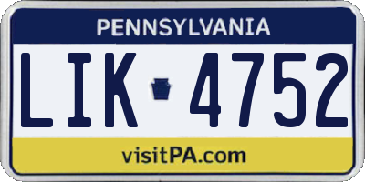 PA license plate LIK4752