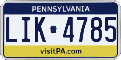 PA license plate LIK4785