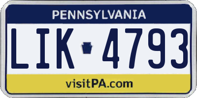 PA license plate LIK4793