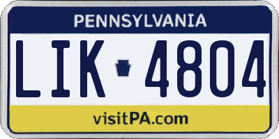 PA license plate LIK4804