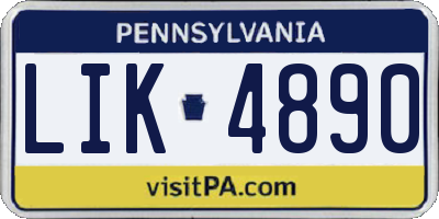 PA license plate LIK4890