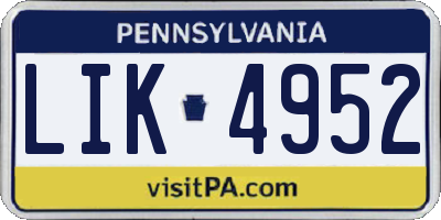 PA license plate LIK4952