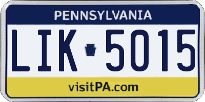 PA license plate LIK5015