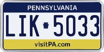 PA license plate LIK5033