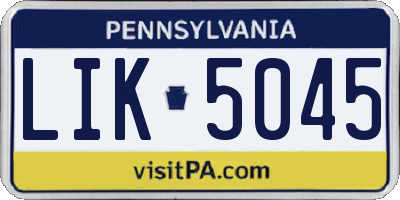 PA license plate LIK5045