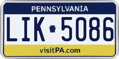 PA license plate LIK5086
