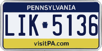 PA license plate LIK5136