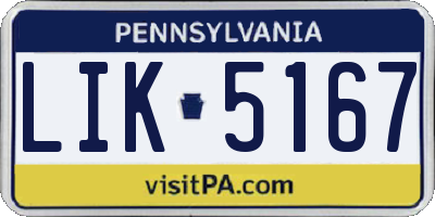 PA license plate LIK5167