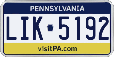 PA license plate LIK5192