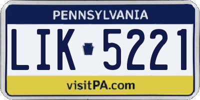 PA license plate LIK5221