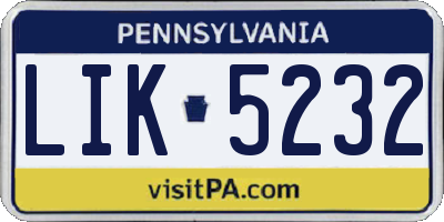 PA license plate LIK5232