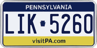 PA license plate LIK5260