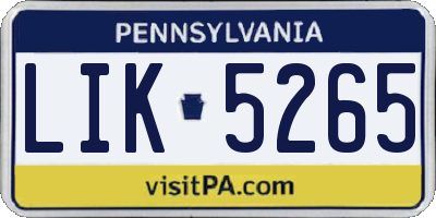PA license plate LIK5265
