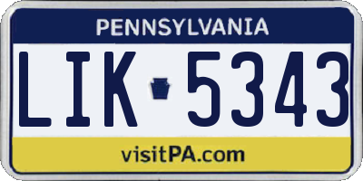 PA license plate LIK5343