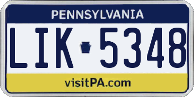 PA license plate LIK5348
