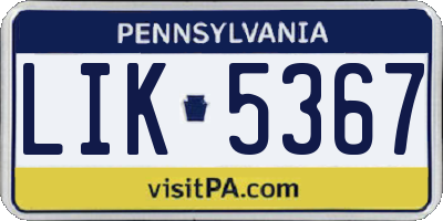 PA license plate LIK5367
