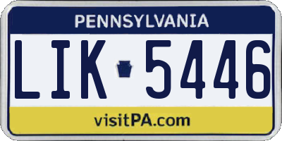 PA license plate LIK5446
