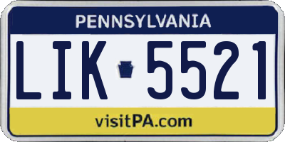 PA license plate LIK5521