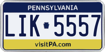PA license plate LIK5557