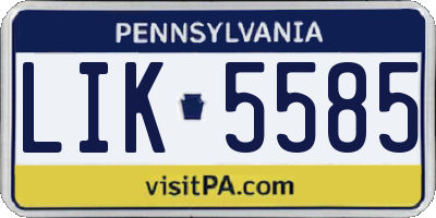 PA license plate LIK5585