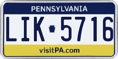 PA license plate LIK5716