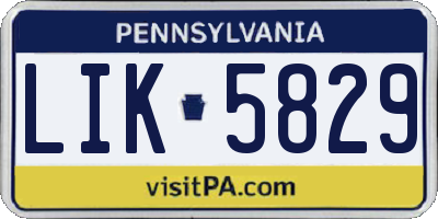 PA license plate LIK5829