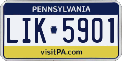 PA license plate LIK5901