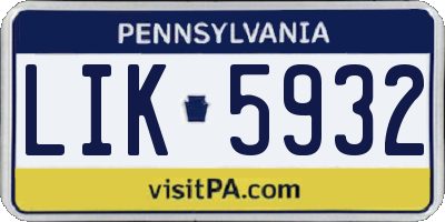 PA license plate LIK5932