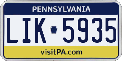 PA license plate LIK5935