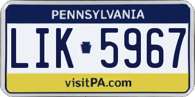 PA license plate LIK5967