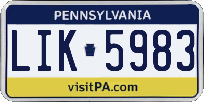PA license plate LIK5983