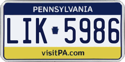 PA license plate LIK5986