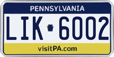 PA license plate LIK6002