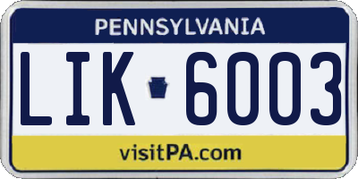 PA license plate LIK6003