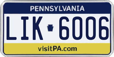 PA license plate LIK6006
